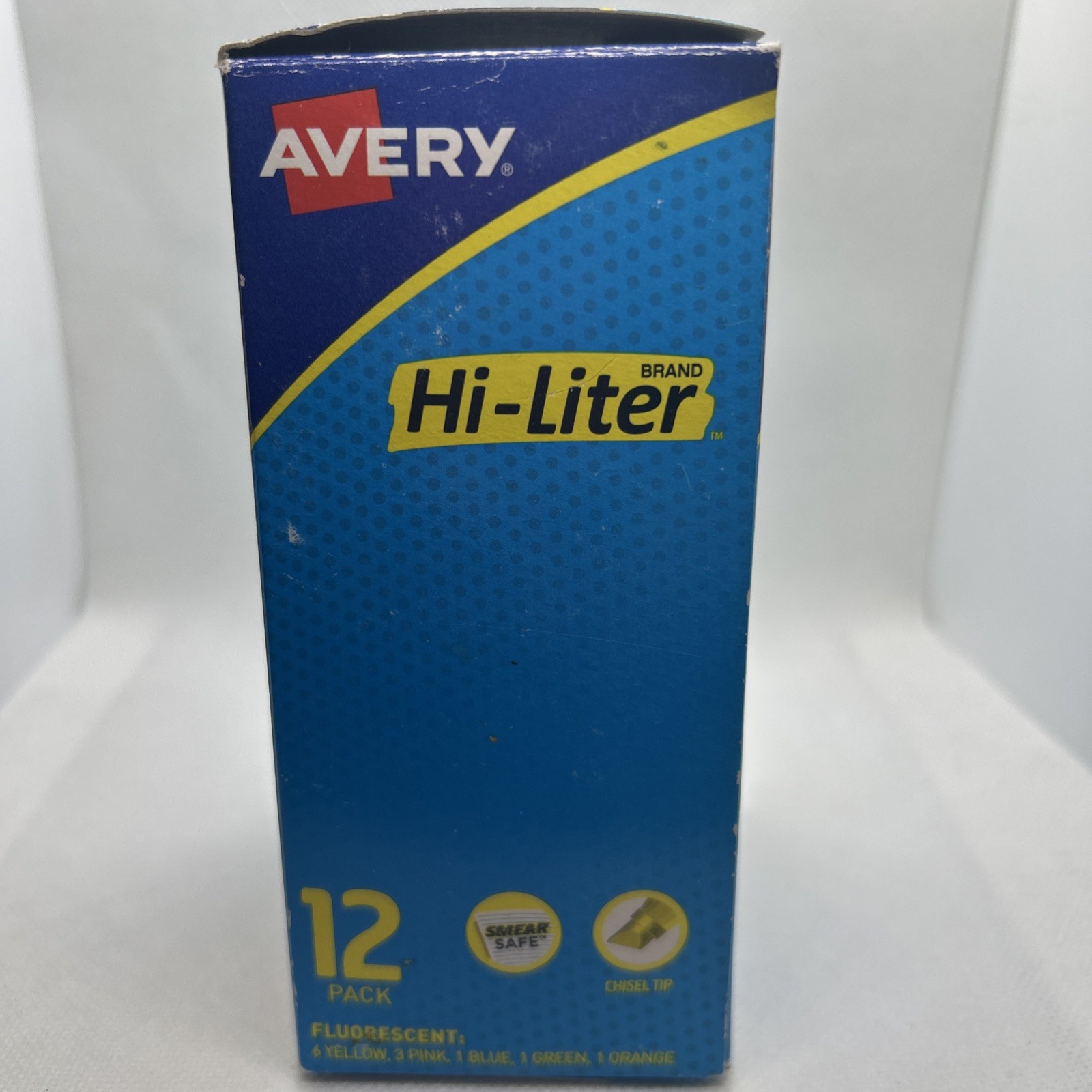 12 Avery Hi-liter Assorted Fluorescent Colors Chisel Tip Highlighters