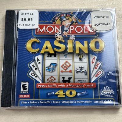Monopoly Casino PC CD-ROM Game Software Windows 95/98 Infogrames Over 40 Games