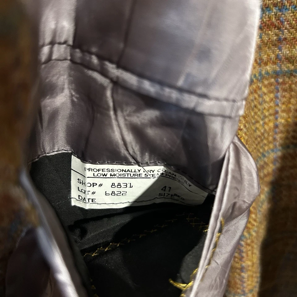 Southwick Paul Stuart Blazer Jacket Men 42R Vintage Brown Houndstooth Tweed Wool - Image 4 of 4