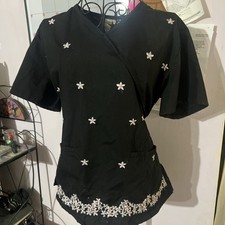 Black Star Scrubs Black Floral Size XS