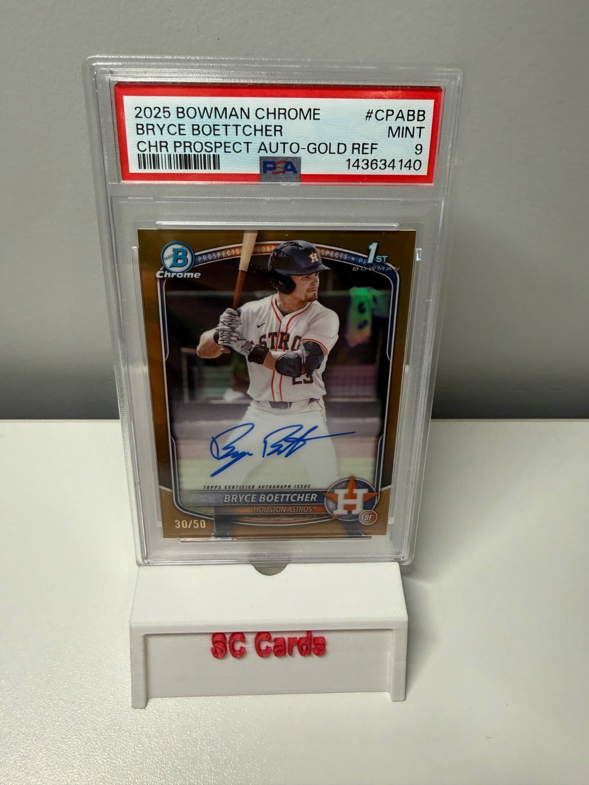 Bryce Boettcher 2025 Bowman Chrome 1st Gold Refractor Auto /50 #CPA-BB PSA 9