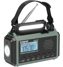 Emergency Weather Radio with NOAA Alerts, 10000mAh, Hand Crank/Solar, AM/FM/SW,