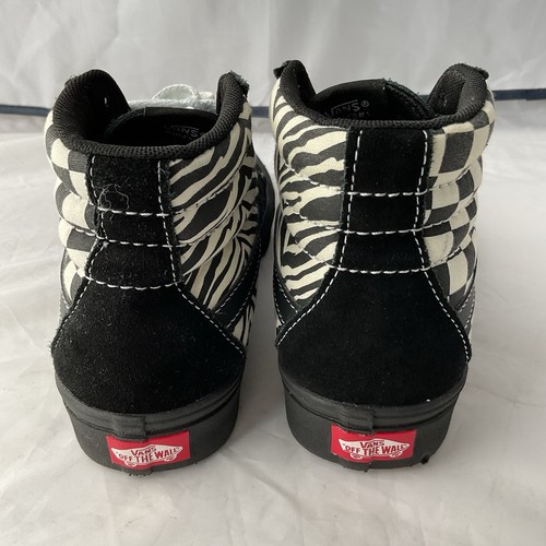 Vans Sk8-Hi ComfyCush 'Mixed Media Black Checkerboard & Zebra Mens 7/Womens 8.5 - Picture 4 of 8