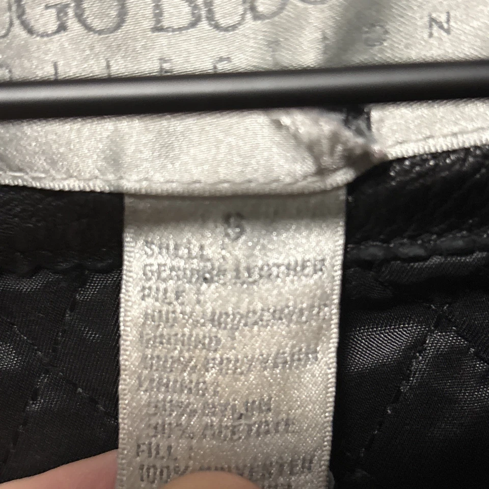 Vintage Hugo Buscati Collection Women's Black Genuine Leather Bomber Jacket Sz S - Image 4 of 4