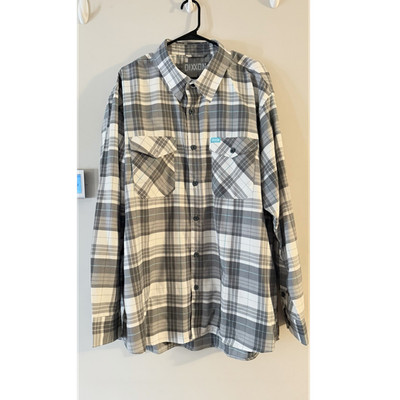 Dixxon Soho Gray White Plaid Men's 3X Flannel Button-Up Long Sleeve Shirt