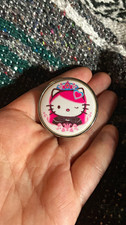 Authentic Pinkhead Kitty Signed Adjustable Round Ring Silver Tone