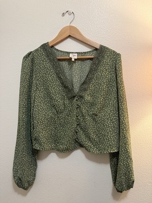 Green Women s long sleeve blouse size XL