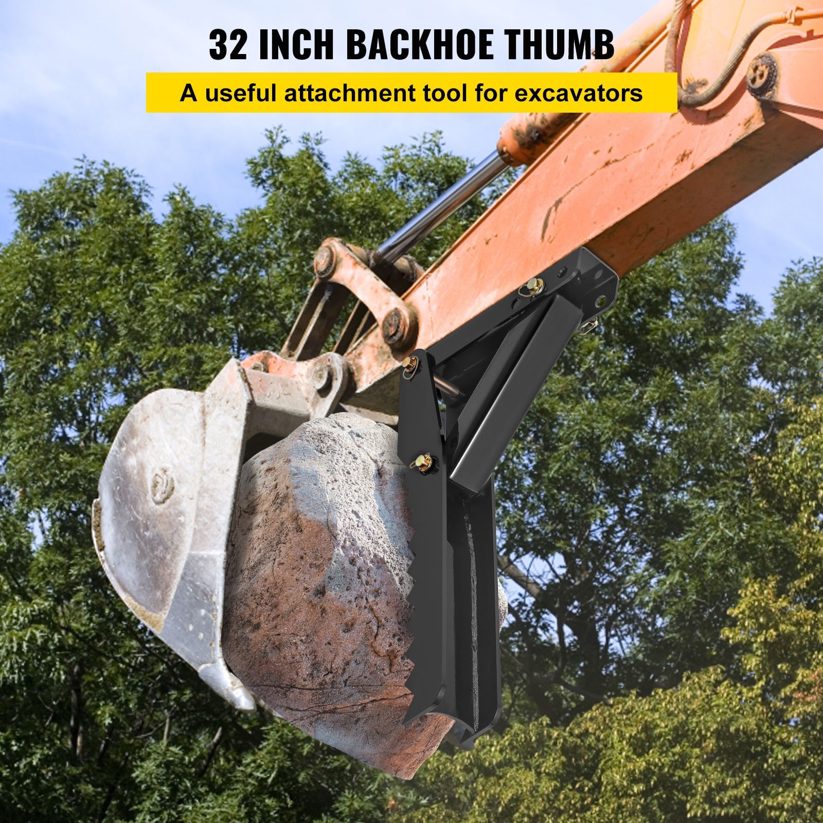 32" Backhoe Thumb 1/2" Steel Plate Excavator Universal Claw for Tractor
