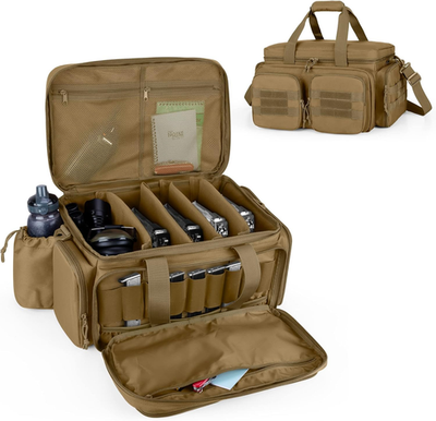 Tactical Pistol Range Bag for 5 Handguns, Shooting Gun Duffle Bag