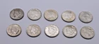 Lot of 10 Peace Dollars 90% Silver, 1922 1923 1924, Circulated, Junk Silver (e)