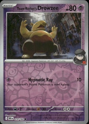 TEAM ROCKET'S DROWZEE 079/182 DESTINED RIVALS C POKEMON REVERSE HOLO MATAZO