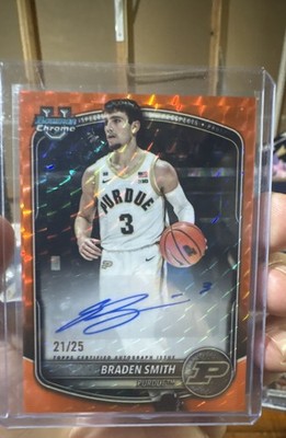 2024-25 Bowman University Chrome Prospect Auto Braden Smith CPA-BM Orange /25 