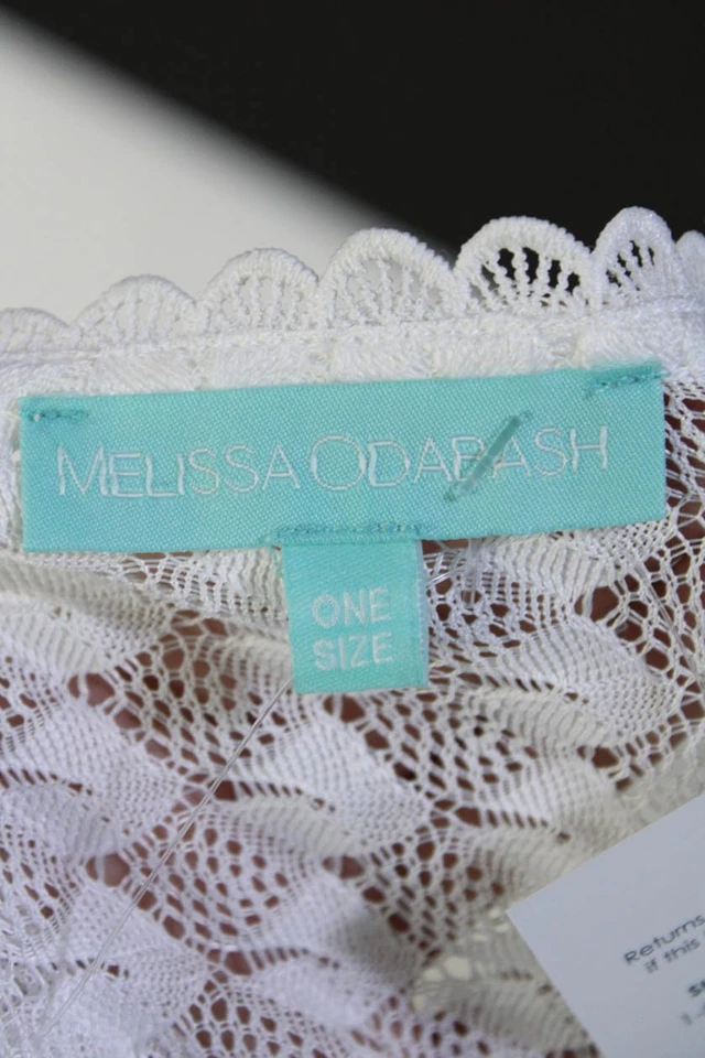 Melissa Odabash Mujer Blanco Tejido Abierto Cuello en V Manga Corta Natación Cubre Talla OS Foto 4 de 4