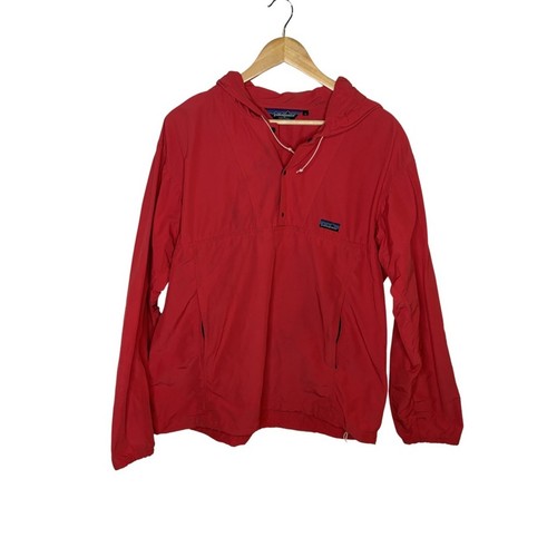 Patagonia, Patagonia Vintage Anorak Windbreaker Red Pullover Hooded Jacket USA Made Large
