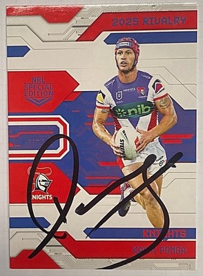 KALYN PONGA NEWCASTLE KNIGHTS 2025 NRL  RIVALRY SIGNED CARD