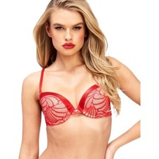 NWT Frederick's of Hollywood Exxtreme Cleavage Tuxedo Red Lace Bra 36D