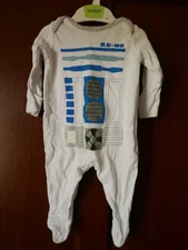 Mothercare 100% Cotton Robot Babygrow, Age 3-6months, White & Blue, Includes Cap