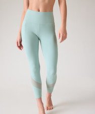 Athleta M SALUTATION STASH HIGH RISE MESH 7/8 TIGHT Medium Dawn Blue