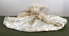 Bearington Baby Lovey Lamb Sheep Comfort Satin Lined Security Blanket 14" Ivory