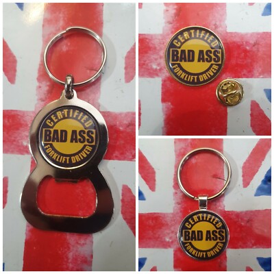 CERTIFIED BAD ASS FORKLIFT OPERATOR tele jcb pallet PIN KEYRING