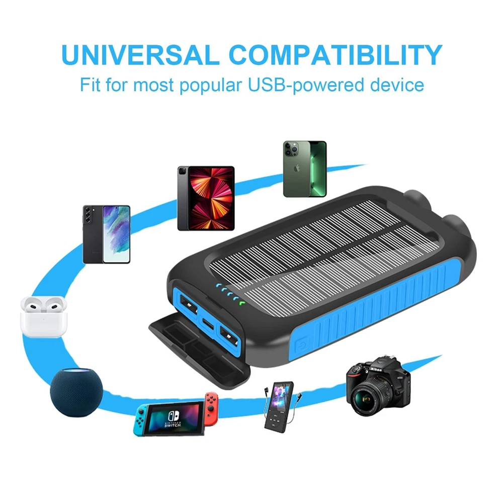 Solar Power Bank 10000mAh - Portable Charger with External Battery for On-the-Go Solar Power Bank 10000mAh - Portable Charger with External Battery for On-the-Go