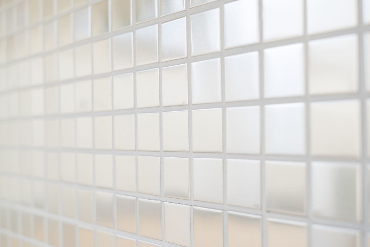 Mosaïque Inox Brossé Argent - 10 Plaques, Carreau Cuisine 129-23D_f, Neuve