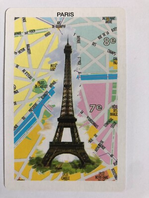 Paris Eiffel Tower France Famous Icon Map Scene Advert Vintage Playing Swap Card
