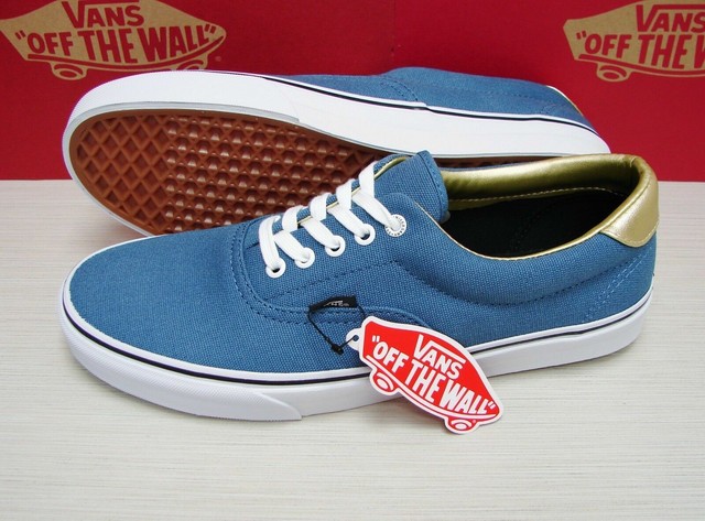 vans era navy gold