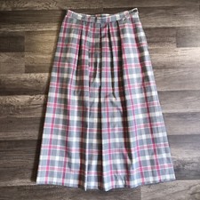 VTG Pendleton Country Sophisticates Skirt Womens S Pink Plaid Pleated Midi Silk