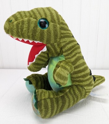 Hug Me Green Striped T-Rex Dinosaur Plush 10