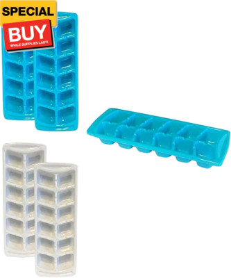 4-Pack Stackable Ice Cube Tray Set   BPA-Free Plastic, 12-Cube Capacity Each   R