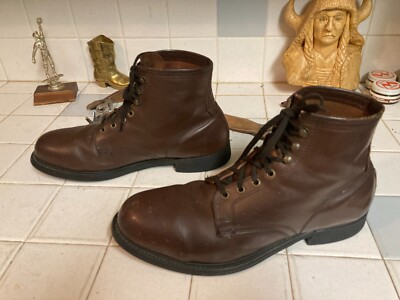KNAPP OXBLOOD LEATHER LACE UP STEEL TOE ENGINEER BOWERY BOOTS 12.5E USA VINTAGE