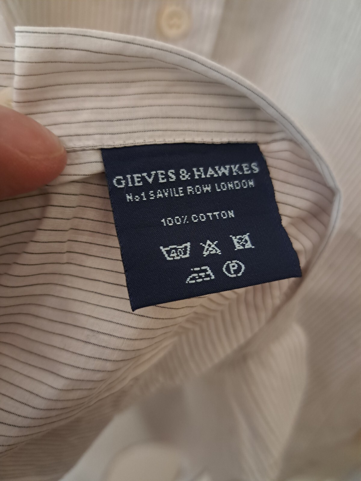 FILA Camicia Gieves Hawkes 16 blu bianca a righe matita Savile Row Londra