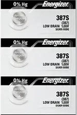 3 Energizer 387S Low-Drain 1.55V Silver-Oxide Button Cell Battery-Accutron*