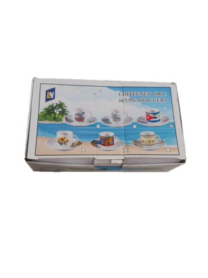 2 oz. Cuban Expresso coffee cup set. 12 piece Cafe Colada. Cubana Bandera Tacita