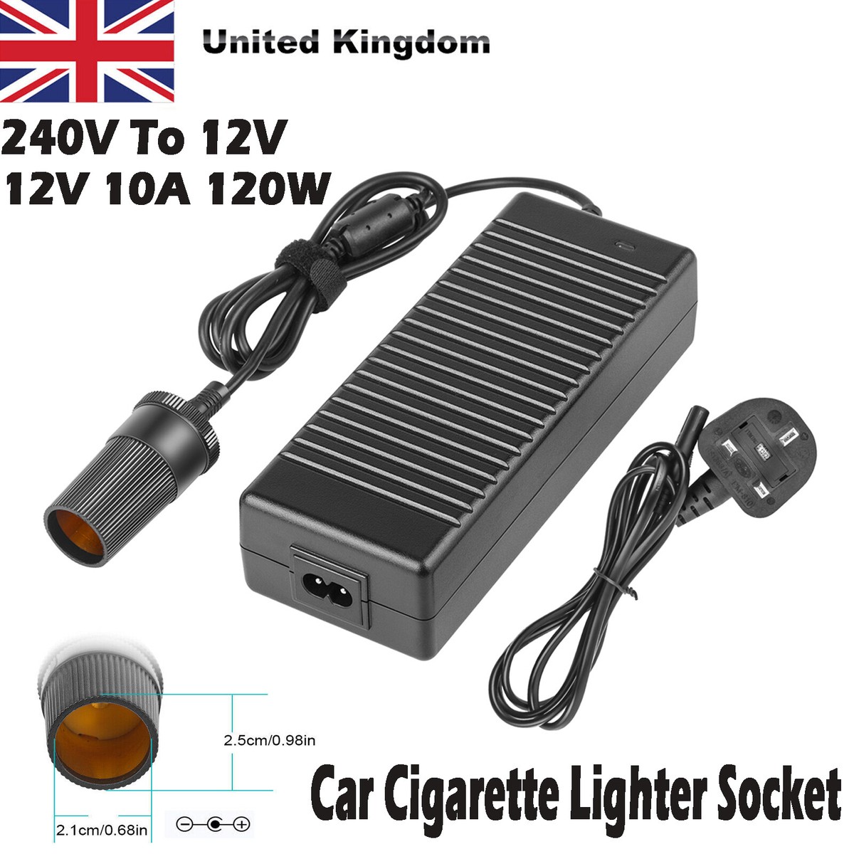 cigarette lighter to mains plug 120W Car Cigarette Lighter Socket 240V Mains Plug To 12V Adapter Power  Converter