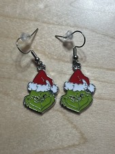 Grinch Xmas Christmas Earrings - - New