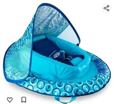 Infant Baby float SwimWays Spring Float Blue Swim Step 1 Float Sun Canopy New