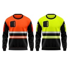 Hi Viz Vis High Visibility Jacket 2 Tone Pullover Work Hoodie Sweatshirt Jumper
