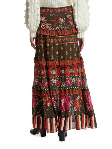 NWT $255 Farm Rio Ainika Floral Tiered Maxi Skirt XS - Picture 4 of 11