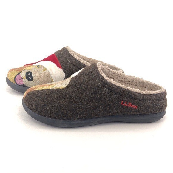 PANTOFOLA D’ORO L.L. Pantofole Bean Daybreak Scuffs da donna taglia 9M Gol Retriever con cappello Babbo Natale