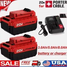 5.0Ah Lithium For PORTER CABLE 20V 20 Volt Max Battery / Charger PCC680L PCC685L