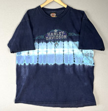 Vintage 2001 Harley Davidson Blue Tie Dye T-Shirt Made in USA Size M Las Vegas