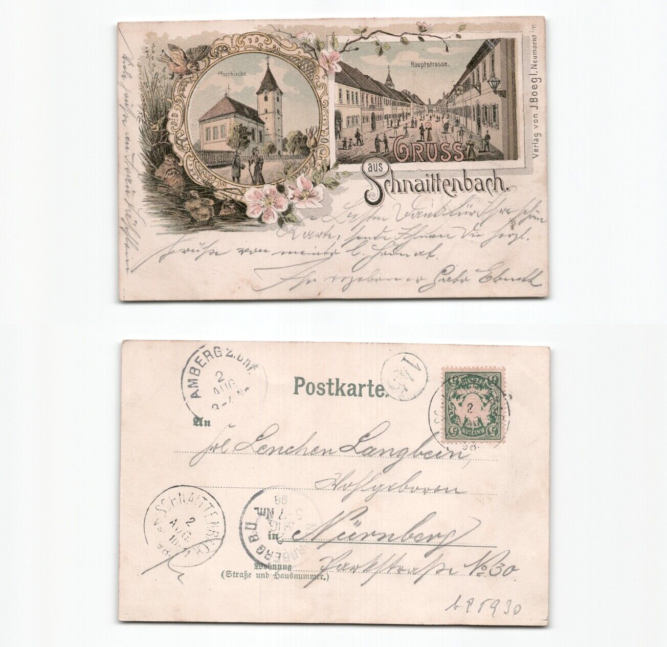 Details zu  (b95930)   Ansichtskarte Schnaittenbach 1898 nach nürnberg Vorteilhafter Bestand