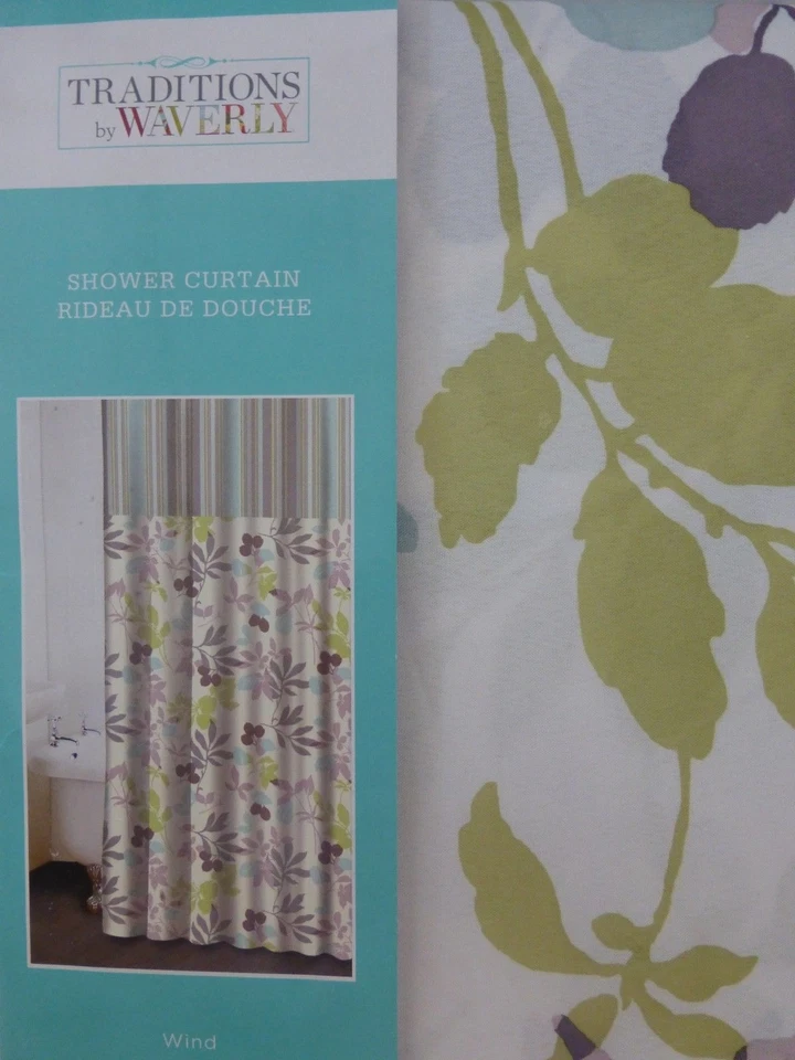 Traditions by Waverly Wind Fabric Shower Curtain 70" x 72" NIP - Image 3 of 4