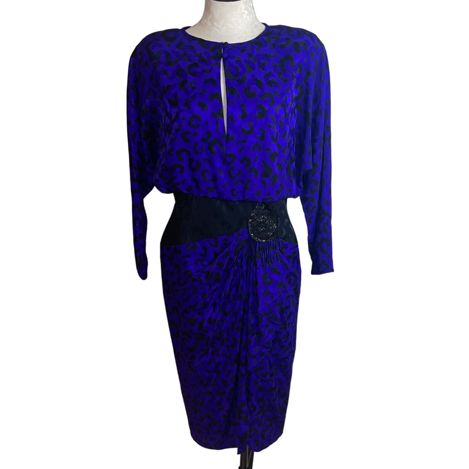 A J Bari Dress Womens Size 12 Vintage Purple Cock… - image 1