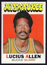1971 NM + TOPPS BASKETBALL CARD/LUCIUS ALLEN/MILWAUKEE BUCKS/$1.88 SHIPPING
