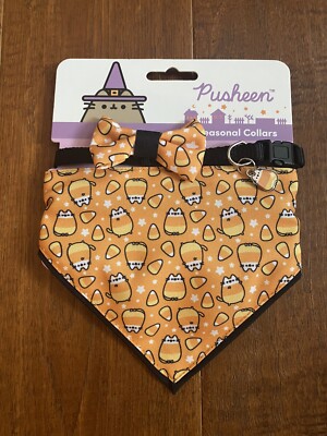 Pusheen Candy Corn Halloween Collar and Bandanna for Cat 