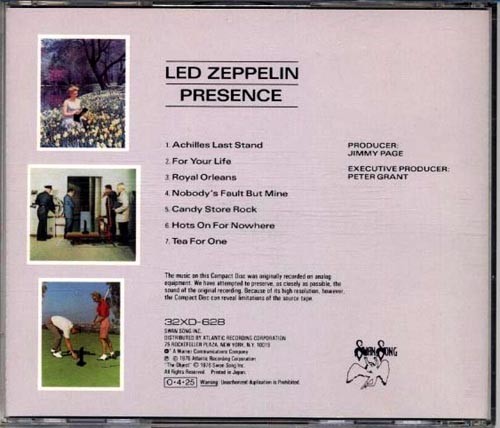 LED ZEPPELIN PRESENCE 32XD-628 旧規格　未開封 LED ZEPPELIN Presence JAPAN 32XD-628 1st Press CD 1987 | eBay