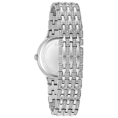 32mm Stainless Steel Quartz Wrist Watch with Crystal Accents Hand Turned Enamel Guilloché - Honey Glow by Rebecca  main image 4
